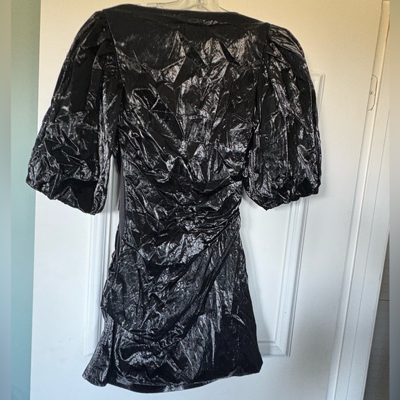 NWT Susana Monaco Shiny Black ‘Faux leather’ Mini Dress, small - Picture 3 of 4